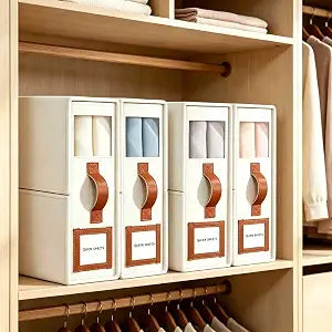 GhvyenntteS Bed Sheet Organizers and Storage, 4 Pack Closet Organizer