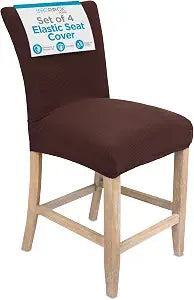 Internet's Best Stretch Dining Room Chair Covers - Set of 4 - Elastic Slipcovers Seat Cushion Protector for Dining, Kitchen, Bedroom Chairs - Washable and Durable Fabric - Easy Clean - Coffee