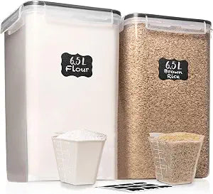 2 PC [7 Qt/ 6.5L/ 220 Oz] Large Flour Storage Containers with Airtight Lids