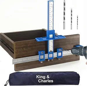 King&Charles Cabinet Hardware Jig&3pcs Point Wood Drill Bits