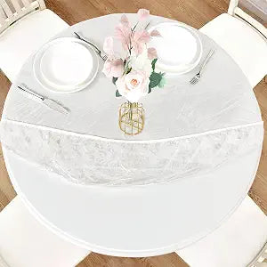 LUSHVIDA Round Tablecloth, Fitted Table Cloth for 45"-56" Tables, Clear