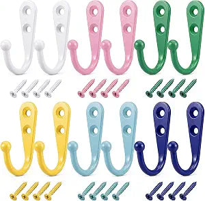 Tudomro 12 Pcs Colorful Wall Hooks Cute Hooks, MultiColored, Single Hook