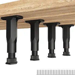 4 PCS Adjustable Height Bed Support Legs 5.1-8.3 Inch, Sturdy PP Plastic