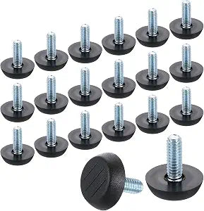 uxcell 30Pcs Adjustable Furniture Feet, 1/4"-18 Thread Galvanized Iron Screw Foot Levelers Screw on Furniture Glide Leveling for Table, Chair, Furniture Legs (Black)