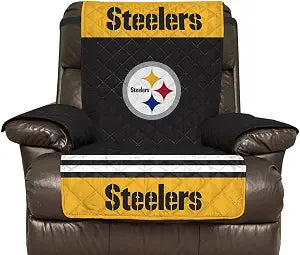 Pegasus Sports NFL Pittsburgh Steelers Furniture Protector with Elastic Straps, Recliner, Black