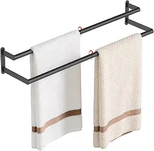 KLJKPA Double Towel Bar, Towel Holder for Bathroom, Black