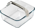 PYREX Ideal Air Fryer Glass Baking Dish 20 x 18 cm with Detachable Stainless Steel Clip Handle for Single Basket Air Fryers, Ultra-Resistant Borosilicate Glass, 2 L