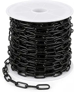 50 ft 1/12" Black Metal Hanging Chain Roll, Decorative Black Chain