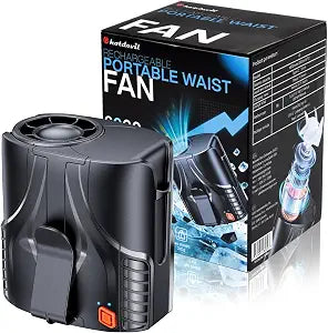 Portable Waist Fan, 6000mAh Wearable Clip-on Fan with 16000RPM High Speed Airflow, 40H Max Runtime, 6 Speeds Hands-Free Neck Fan & Shirt Fan for Outdoor Work, Construction, Camping, Gardening