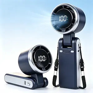 Fan Portable,5Speed High Handheld Turbo Fan, 4000mAh Mini Personal Hand Fan, USB-C Rechargeable Fan, Up to 12 Hours, 3 IN 1 Travel Essentials for Vacation, Beach, Gifts for Women, Men (Black)
