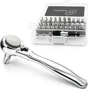STREBITO Right Angle Screwdriver 32-Piece 1/4 Inch Mini Ratchet Set