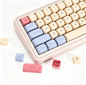 KBDiy Marshmallow KOA Profile Keycaps Set,Dye-Sublimation PBT Pink Cute Custom Keyboard Keycap,141 Key Cap Set for Cherry Gateron MX Switches Mechanical Keyboards