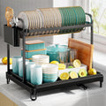 Sakugi Dish Drying Rack 2-Tier 16.7" x12.7" x15.8" Black Double Rod
