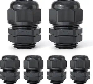 6 Pcs 3/4" NPT Cable Glands, IP68 Waterproof Nylon PA66