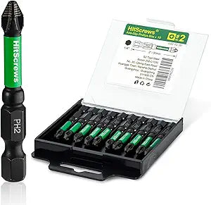 2 Inch Anti Slip Phillips Impact Driver Bits #2, New Precision Laser-Etched Micro-Slip Grip, S2 Steel Ph2 Magnetic Screwdriver Bits For Heavy-Duty Repairs & Home Improvement | 10 Pack