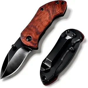 Pocket Knife Gifts for Men, Wood Handle EDC Folding Knife, 2" Steel Blade, Cool Stocking Stuffer for Men, Unique Birthday Christmas Day Gift for Him Dad, Practical Camping Hiking Survival Tool Knives