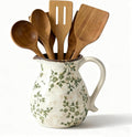 Rustic Ceramic Utensil Holder, 6.1"Farmhouse Cooking Utensil Holder