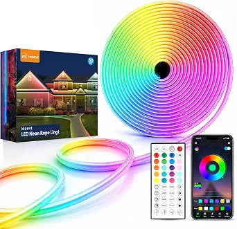 Neon Rope Light, RGB Neon LED Light Strip, IP65 Waterproof, 50FT