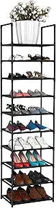 FIDUCIAL HOME 10 Tiers Shoe Rack Organizer 20 Pairs Tall Shoe Shelf