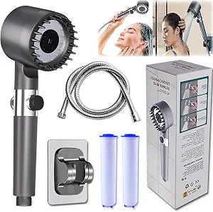 German Multifunctional Massage Shower, Handheld High Pressure Shower Head,Massage And Skin Beauty Multifunctional Shower, 3 Settings 4 in 1 Detachable Showerhead with 47 Hose, Bracket and 2Filters