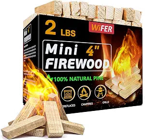 Mini Fire Stick, 4'' Kiln-Dried Pine Great Firewood for Wood Stoves, Tabletop Fire Pit, BBQ Grill, Pizza Oven, Solo Stove Accessories, BBQ Accessories, 2 lb Box