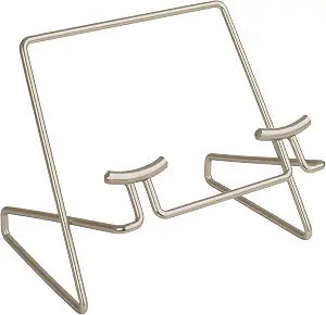 Spectrum Cookbook Stand for Kitchen Counter Tops Modern Recipe Book Holder Satin Nickel, Angled Elevated Steel Recipe Organizer for Displaying Cook Books and Tablet Recipes in Kitchen Dining Room