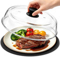 10.2Inch Glass Microwave Splatter Cover for Food with Silicone Mat