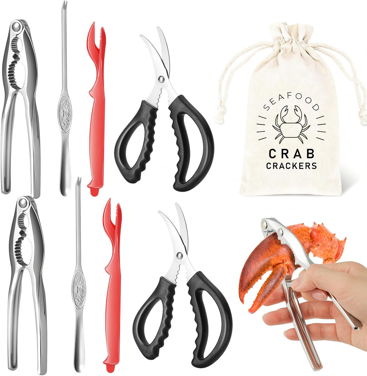 8pcs Premium Complete Crab Crackers and Tools Set