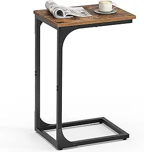 VASAGLE C-Shaped End Table, Small Sofa Side Table with Metal Frame