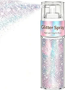 Hair and Body Glitter Spray, Silver Rainbow Glitter Hairspray Dry Powder