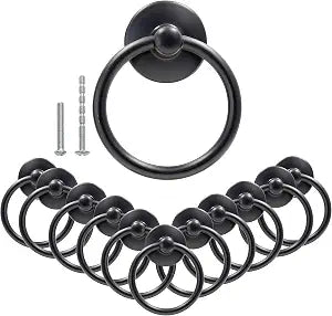 Bonsicoky 12Pcs Round Ring Drawer Pulls, Matte Black