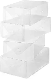 Whitmor Clear Vue Women's Shoe Box, Set of 4, White, 4 Count