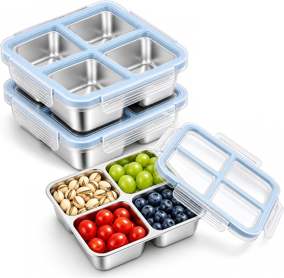 3 Pack Stainless Steel Snack Containers with Lids 25 oz