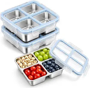 3 Pack Stainless Steel Snack Containers with Lids 25 oz