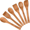 Carbonized Bamboo Cooking Utensils Set, 6 Piece Wooden Spatula and Spoon