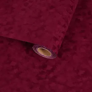 Dark Red Self Adhesive Velvet Flocking Liner, Soft Fabric Contact Paper for Jewelry Box DIY Project, Wine Red Fabric Shelf Drawer Liner, Peel and Stick Velvet Wallpaper for Room, 11.8"x118"