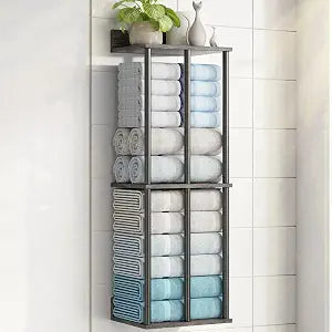 Large Capacity Three-layer Towel Racks for Bathroom Wall Mounted, Updated 3 Bar bath Towel Holder for Bathroom, Bath Towel Rack for Wall Mounted, Metal Small Bathrooms Towel Storage Rack, Black Walnut