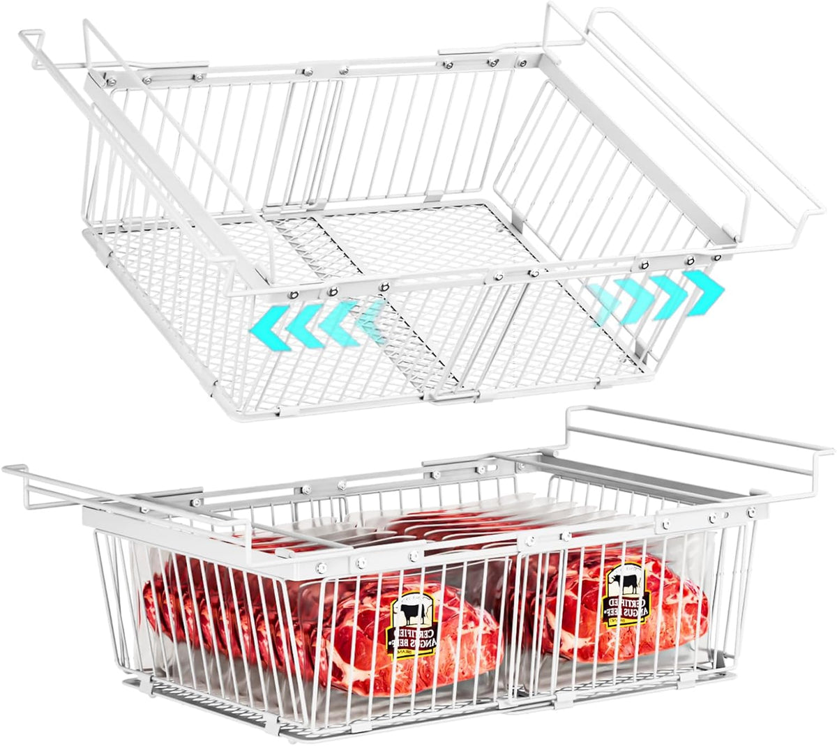Hanging Freezer Organizer Bins for 5 to 20 Cu.Ft,Leak-Proof Bottomï¼Œ2Pack