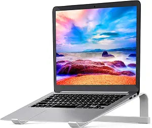 LENRUE Laptop Stand for DeskStable MacBook Pro StandErgonomic Aluminum Computer Riser for 12 13 15 16.2 inch Computer Cooling Stand for Mac MacBook Pro Air,HP, Dell, More PC Notebook (Silver)