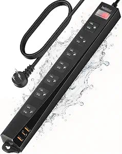 Outdoor Power Strip Weatherproof IPX6, 6FT Extension Cord 7 AC
