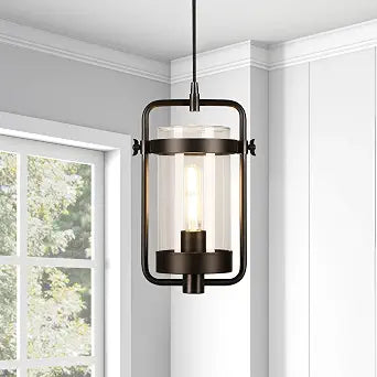 Henn&Hart 11" Pendant Light Fixture with 8' Adjustable Cord, Black