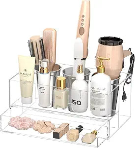 NIUBEE Acrylic Hair Tool Organizer with Drawer, Hair Dryer Holder Organizer
