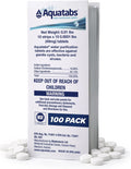 Aquatabs 49mg Water Purification Tablets (100 Pack). Water Filtration System for Hiking, Backpacking, Camping, Emergencies, Survival, and Home-Use. Easy to Use Water Treatment and Disinfection.