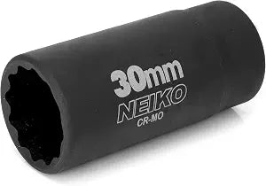 NEIKO 02522A 30mm Socket | 1/2 Drive Deep Impact Socket | Spindle & Axle Nut Socket | 12 Point |Chrome Molybdenum Cr-Mo |Deep Well Hub | Triple Square | Axle Shaft Nut Remover