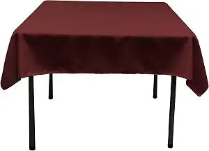 LA Linen Polyester Poplin Washable Square Tablecloth, Stain and Wrinkle Resistant Square Table Cover 52x52, Fabric Table Cloth Square for Dining, Kitchen, Party, Holiday 52 by 52-Inch, Burgundy