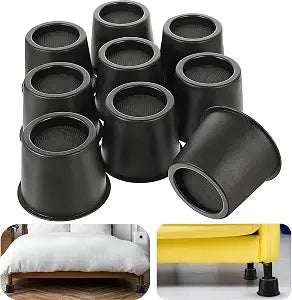 9 Pcs Round Bed Risers, Bed Risers Heavy Duty, 4 Inch Furniture Raising Blocks, Black Lifts with Non-Slip Foam Pads, Dorm Bed Frame Extenders for Desk Chair, Table Legs, Sofa Couch