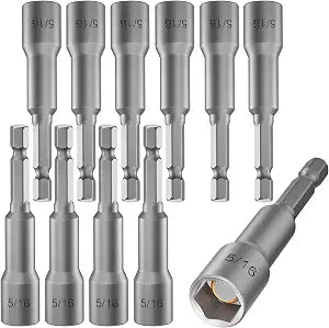 11PCS 5/16 Nut Driver Set for Impact Drill - Ultra Magnetic, Standard British Impact Driver Bits, 2.5 Inches (65mm), Different From 8mm