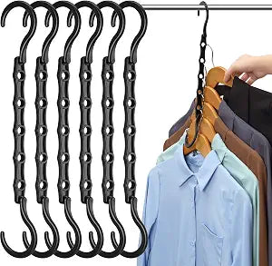 AMKUFO 6 Pack-Closet-Organizers-and-Storage, Space-Saving-Hangers Black