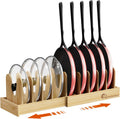 Housolution Bamboo Pot and Pan Lid Organizer Holder Storage Rack
