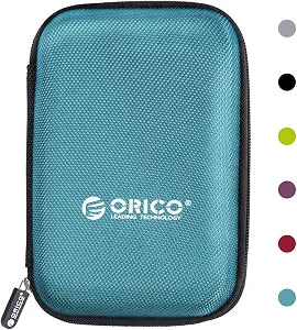 ORICO Hard Drive Case 2.5 inch External Drive Storage Carrying Bag Waterproof Shockproof with Inner Size 5.5x3.5x1.0inch for Organizing HDD and Electronic Accessories, Blue(PHD-25)